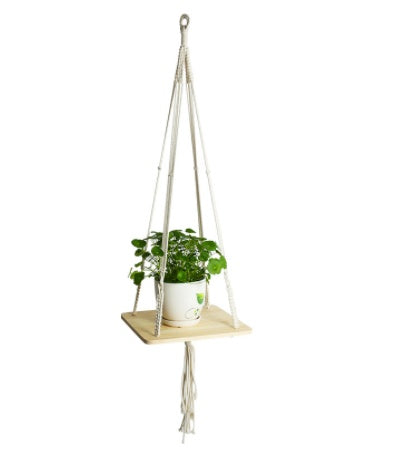Boho Bloom Hanging Set – 4pc Macramé Plant Hangers & Shelf