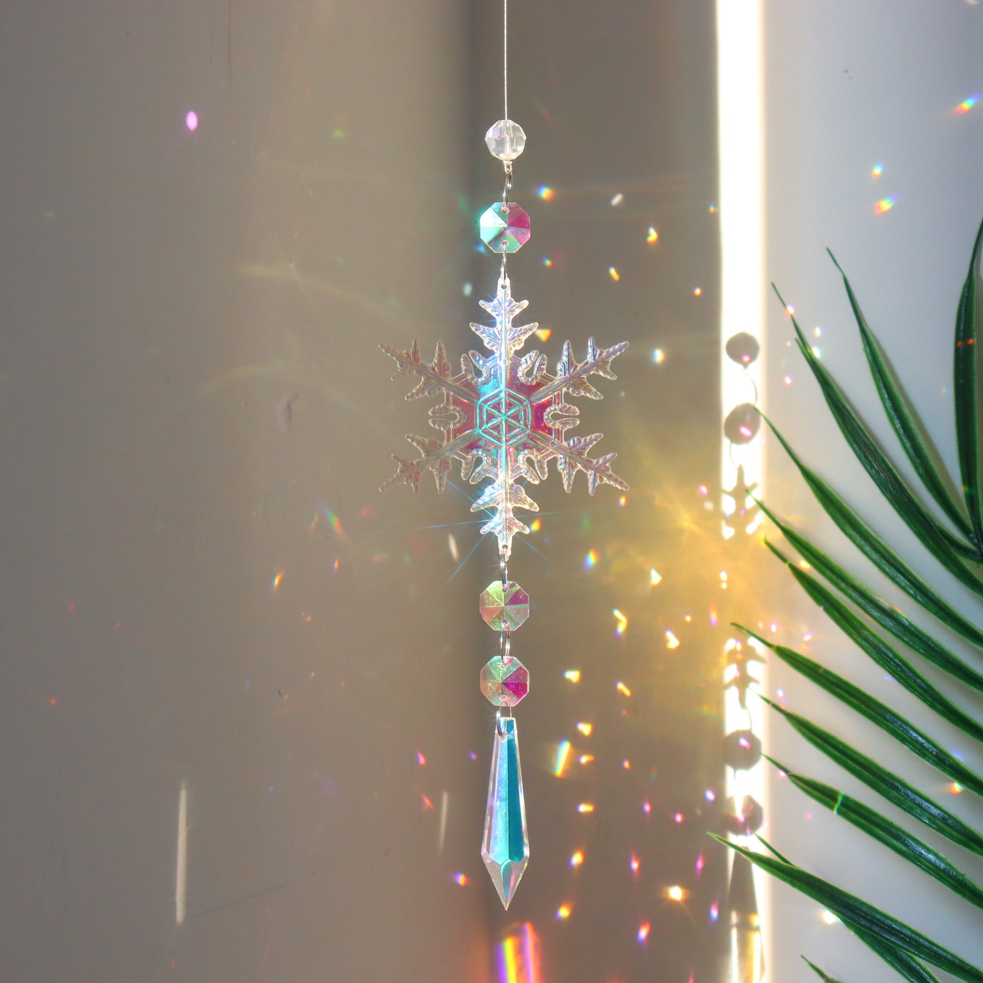 Winter Colorful Snowflake Crystal Sun Catcher